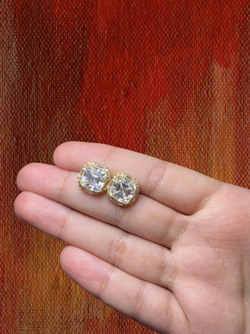Aretes Moissanita Corte Asscher