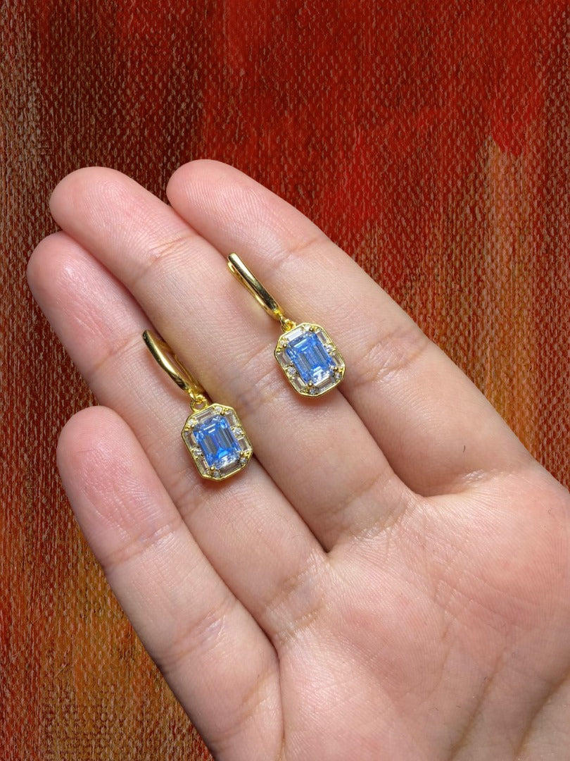 Aretes Moissanita Azul