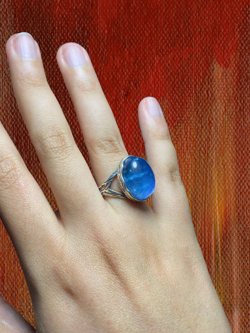 Anillo Aguamarina Cabuchon