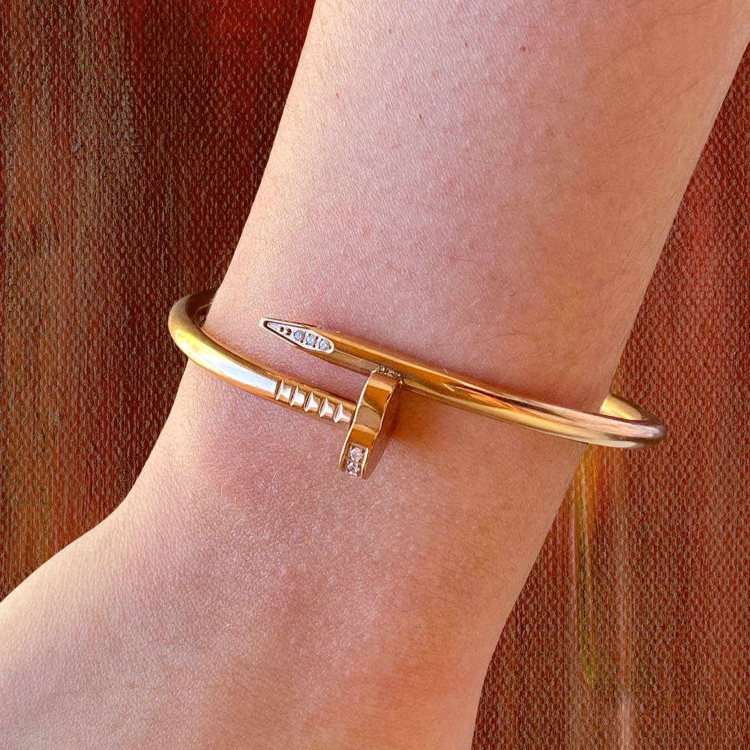 Brazalete Clavo Corazon Oro Rosa