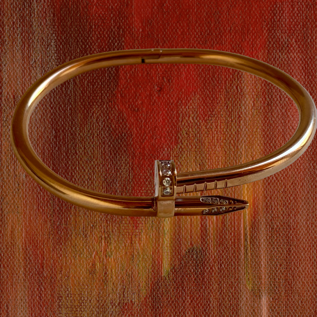 Brazalete Clavo Corazon Oro Rosa