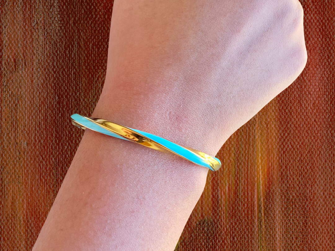 Brazalete Dorado Espiral Azul