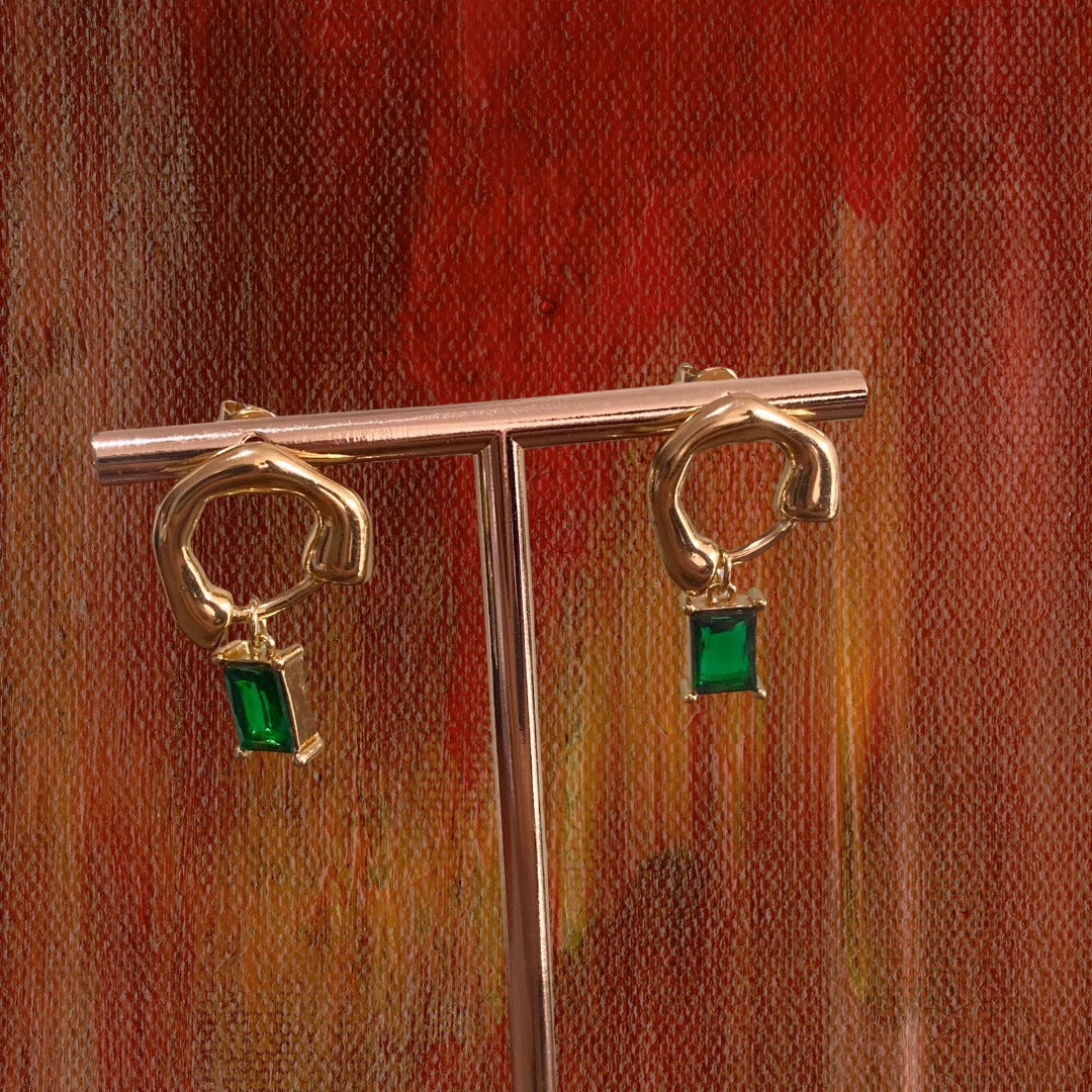 Aretes Dorados Con Piedra