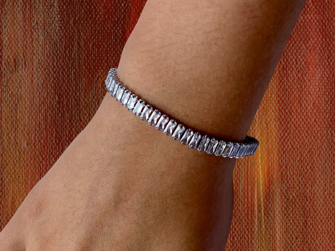 Pulsera Baguette Plateada