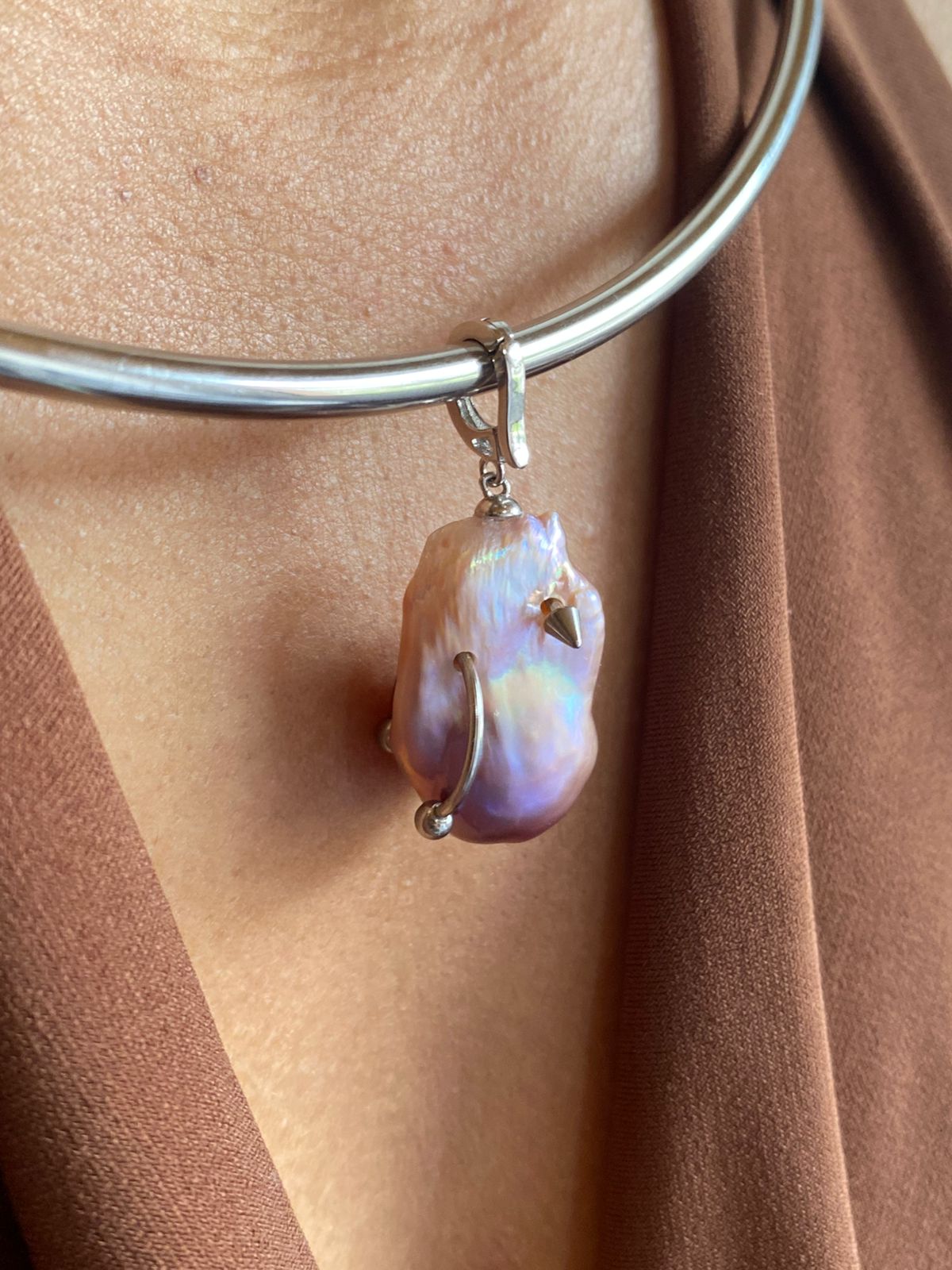 Dije Perla Barroca con Piercing S925