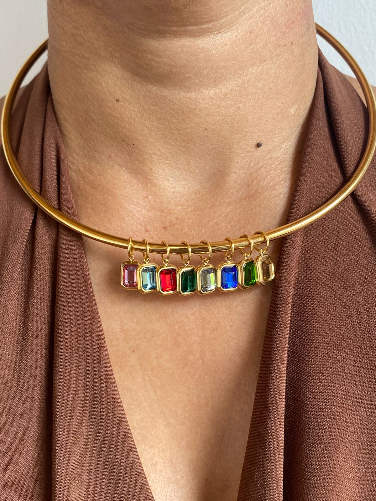 Dije Bezel Acero Dorado