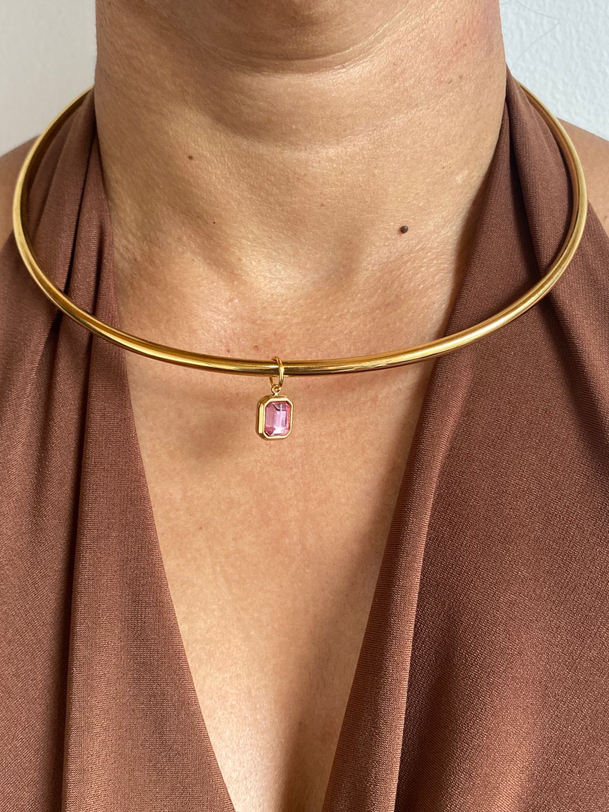 Dije Bezel Acero Dorado