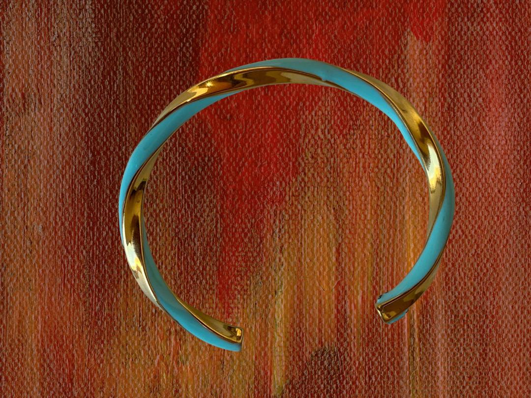 Brazalete Dorado Espiral Azul