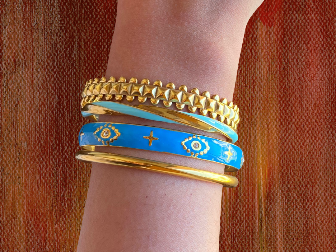 Brazalete Dorado Espiral Azul