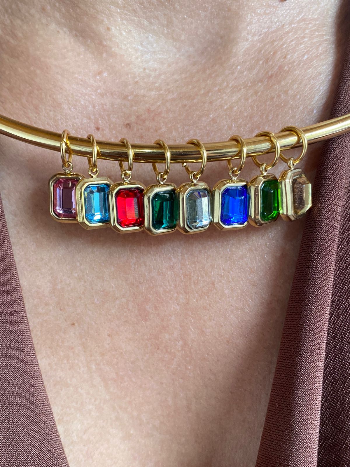 Dije Bezel Acero Dorado